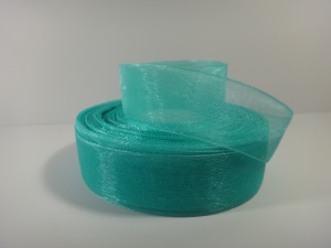 Лента органза 2,5 см цв. 148 бирюза ( в рулоне 46 метра)