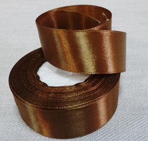 Лента атласная 25 мм(цв.27 коричнево-золотистый / 23 метра)