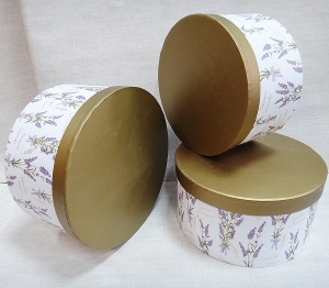 Подарочная коробка -(1018 комплект 3шт )цв.цветы ,крышка золотистая